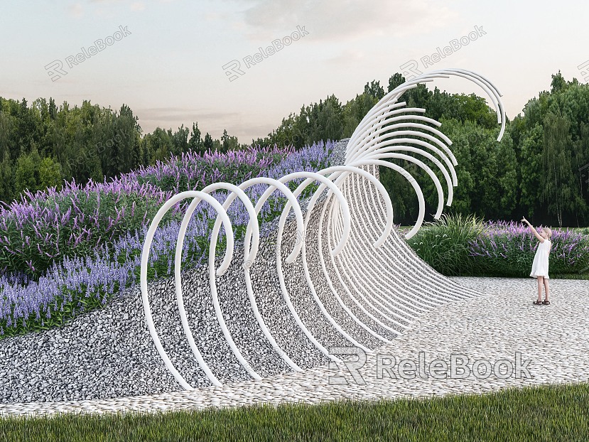 Shape retaining wall flower pond curve sculpture sketch model