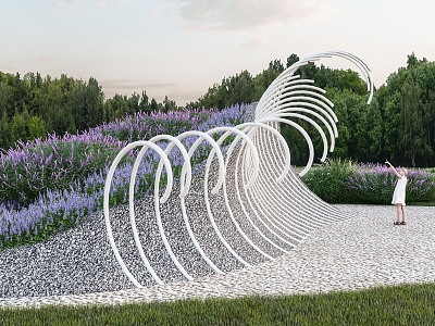 Shape retaining wall flower pond curve sculpture sketch 3d model