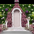 Flower wall plant wall birthday beauty Chen festival scene net red photo clock point pink live Roman column gift wall fashion atmosphere 3d model