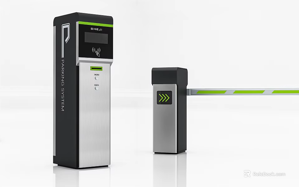 Modern Automatic Parking Barrier System With Digital Display And Access Control Gate 3d model 