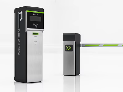 Modern Automatic Parking Barrier System With Digital Display And Access Control Gate 3d model