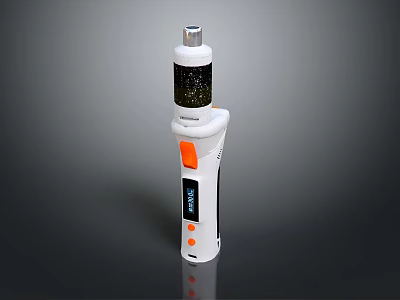 White Handheld Computer Accessory With USB Port Digital Display And Orange Buttons 3d model