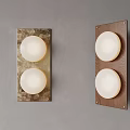 Wall Lamps With Two Circular Shades And Light Dark Brown Frames 3d model