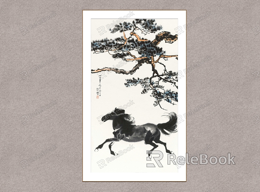 New Chinese Animal Painting Xu Beihong Changsong Running Horse model