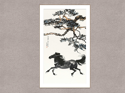 New Chinese Animal Painting Xu Beihong Changsong Running Horse model