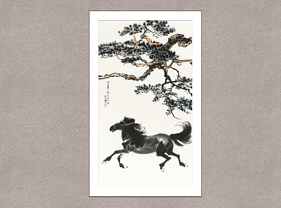 New Chinese Animal Painting Xu Beihong Changsong Running Horse 3d model