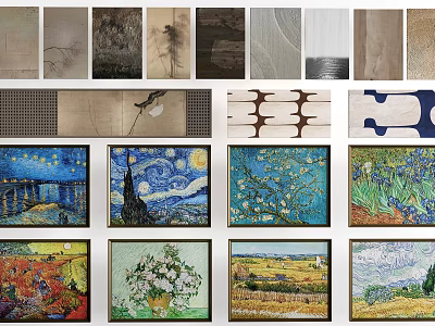 Abstract Paintings Collection With Diverse Line Texture And Geometric Pattern Designs 3d model