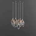 Modern Glass Bubble Chandelier with Gold Metal Frame and Hanging Design Structure