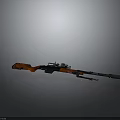 Tactical Rifle With Red Stock Black Barrel Mounted Scope And Detachable Magazine