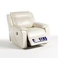Single White Leather Recliner Sofa with CHEERS on Footrest for Living Room