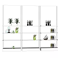 Modern Shelving Unit With Potted Plants Figurines And Decorative Bottles For Home