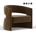 Modern Brown Single Sofa With Curved Design And Soft Fabric Upholstery