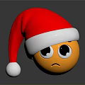 Yellow Emoji Wearing Red Santa Hat With Sad Expression On Dark Surface
