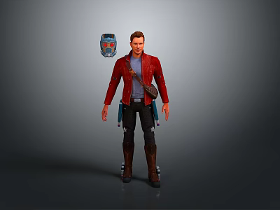 Game Movie Character Wearing Red Jacket With Utility Belt And Side Mask 3d model