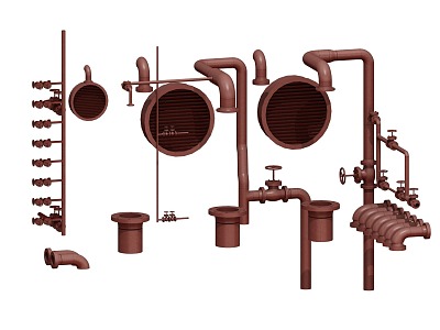 Industrial Piping Industrial Equipment Industrial Fire Pipe 3d model