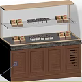 Wooden Display Case Shelf with Glass Cover and Louvered Doors for Pastry