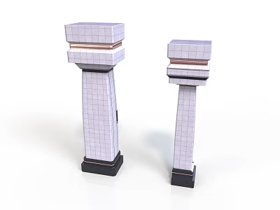 White Column Scene Components With Grid Texture Multi Layer Structure And Black Base 3d model