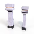 White Column Scene Components With Grid Texture Multi Layer Structure And Black Base