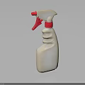 White Plastic Spray Bottle With Red Trigger Nozzle For Daily Household Cleaning 3d model