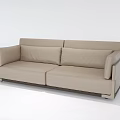 Modern Beige Two Seater Leather Sofa With Sleek Design And Comfortable Armrests 3d model