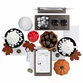 Commercial Halloween Themed Coffee Service Equipment with Bat Decor Pumpkin Mugs and Chocolate