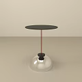 Modern Minimalist Side Table With Round Black Tabletop And Silver Metal Base 3d model