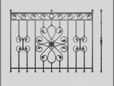 Wrought Iron Fence With Intricate Scrollwork And Ornate Floral Decorative Patterns 3d model