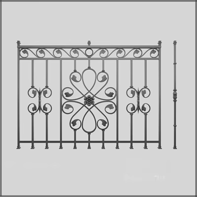 Wrought Iron Fence With Intricate Scrollwork And Ornate Floral Decorative Patterns 3d model