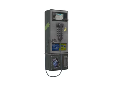 Public Phone Booth Public Facility With Display Screen Keypad And Phone Line 3d model