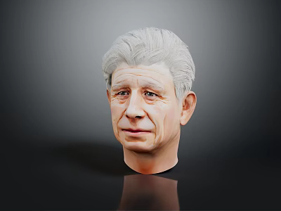 Man With White Hair Detailed Head Portrait On Gray Background 3d model