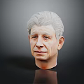 Man With White Hair Detailed Head Portrait On Gray Background