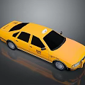 Yellow Taxi Car Exterior With TAXI Sign Black Windows And Roof Light