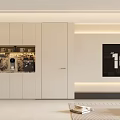 Modern Living and Dining Room Interior Design With White Cabinets TV Wall and Open Layout