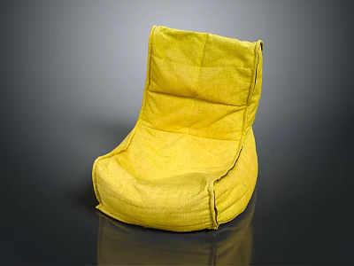 Comfortable Yellow Bean Bag Chair With Soft Fabric For Cozy Seating 3d model