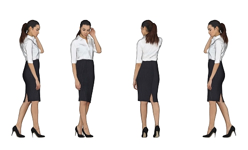 Fashion Women Business Office Characters Temperament Beauty Standing Posture Women Secretary Uniform Temptation 3d model