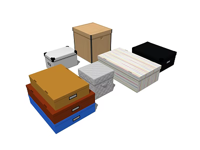 Multicolored Storage Boxes For Home Organization With Different Sizes And Durable Materials 3d model