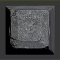 Textured Concrete Roadside Marker With Red Horizontal Line And Top Hole