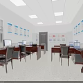 Modern Public Office Interior With Desks Computers Ergonomic Chairs And Wall Charts