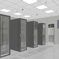 Industrial Server Racks In Data Center With Glass Doors Control Panel And Air Conditioner