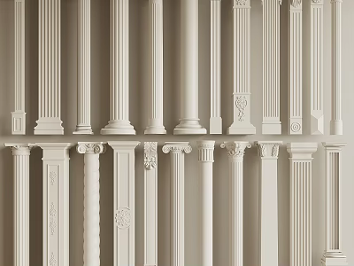 Variety Of Classic Roman Columns With Ornaments 3d model