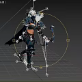 Game Movie Character Female Armored Warrior With Bow Arrow Quiver And Cape