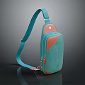 Turquoise And Orange Crossbody Bag With Canvas Fabric And Sleek Zipper Design