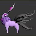 Game Movie Character Featuring Pink Deer With Long Antlers Pink Diamond Crystals And Gray Tail