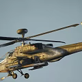 Military Attack Helicopter With Rotors Cockpit Weapon Systems Landing Gear And Camouflage Paint