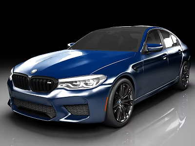 Blue BMW Sports Sedan With Sleek Exterior Black Wheels And Front Grille 3d model