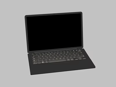 Black Laptop With Black Screen And Keyboard On Gray Background 3d model
