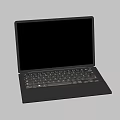 Black Laptop With Black Screen And Keyboard On Gray Background 3d model