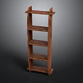 Rustic Wooden Bookshelf With Multi Layer Shelves For Home Storage Decor 3d model