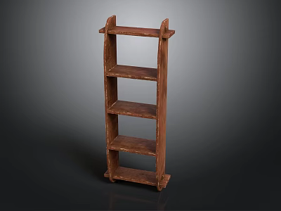 Rustic Wooden Bookshelf With Multi Layer Shelves For Home Storage Decor 3d model