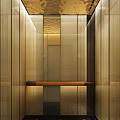 Modern Elevator Interior Featuring Sleek Wooden Panels And Warm Lighting Strip 3d model